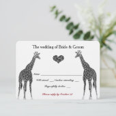 Giraffe Liefde RSVP Kaartje (Staand voorkant)