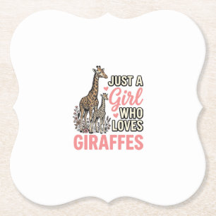 Giraffe Liefhebber Meisje Vintage Gravure Shirt On Kartonnen Onderzetters