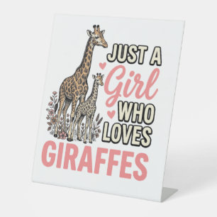 Giraffe Liefhebber Meisje Vintage Gravure Shirt On Reclamebord Met Voetstuk