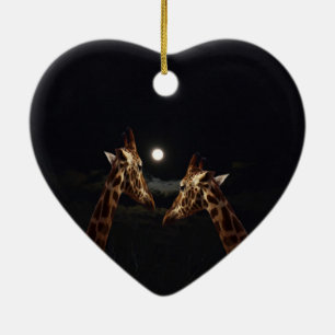 Giraffe Love in the Moonlight Keramisch Ornament