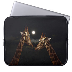 Giraffe Love in the Moonlight Laptop Sleeve