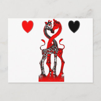 Giraffe Love - Passionate Red Briefkaart