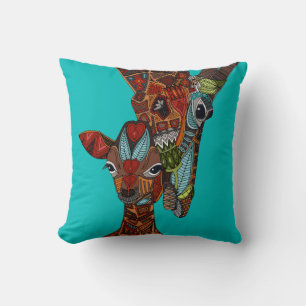 giraffe love turquoise kussen