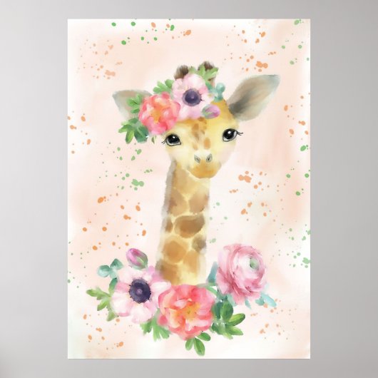 Giraffe Lover Baby Giraffe met ventilator Poster (Voorkant)