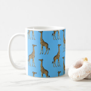 Giraffe Lover Blue Wild Animals Zoo African Safari Koffiemok