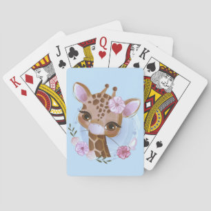 Giraffe Lover Cute Baby Giraffe met ventilator Pokerkaarten