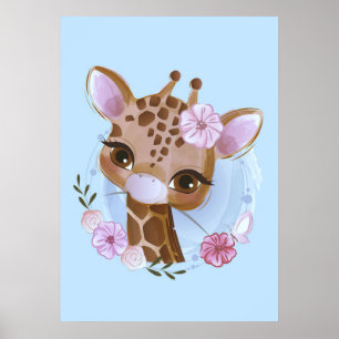 Giraffe Lover Cute Baby Giraffe met ventilator Poster