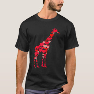Giraffe Lover Cute Love Hearts Animals Couples Val T-shirt