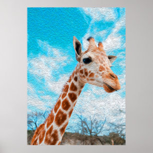 Giraffe Lover Giraffe Art Waterverf Poster