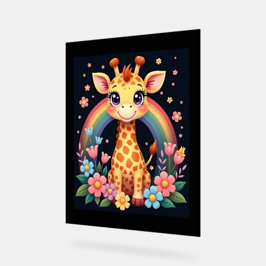 Giraffe Lovers T-shirt Acryl Bord (Hoek)