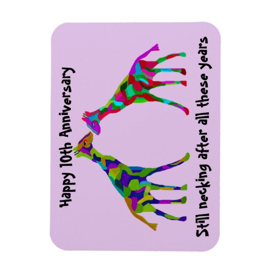 Giraffe Luv 10e Anniversaire Magnet (Vertical)