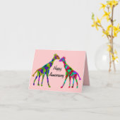 Giraffe Luv-Jubileum Kaart (Gele Bloem)