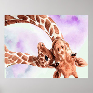 Giraffe mam en Baby, cadeau voor dochter Poster
