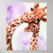 Giraffe mam en Baby, cadeau voor dochter Poster (Voorkant)