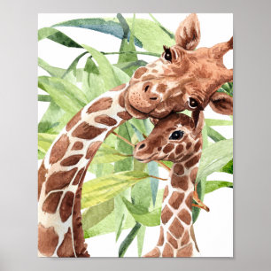 Giraffe Mam en Baby Poster