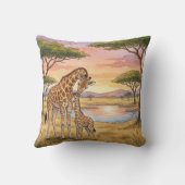 Giraffe Mama And Calf Safari Animals Kussen (Achterkant)