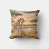 Giraffe Mama And Calf Safari Animals Kussen (Voorkant)