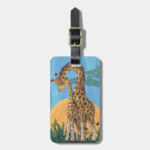 Giraffe Mama en Baby Bagagelabel (Voorkant verticaal)