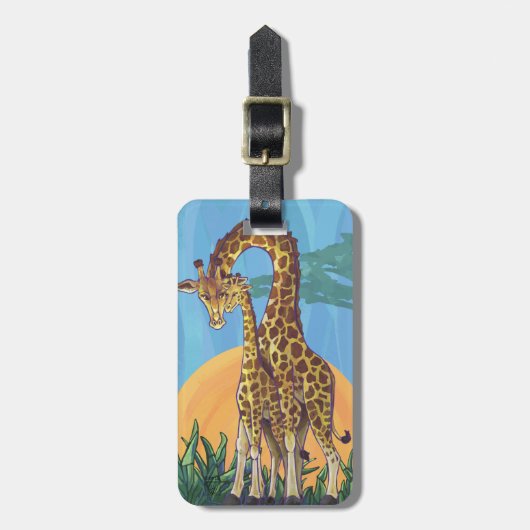 Giraffe Mama en Baby Bagagelabel (Voorkant verticaal)