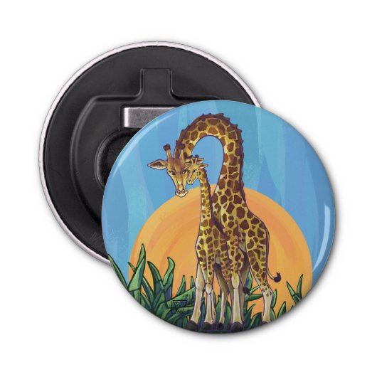 Giraffe Mama en Baby Button Flesopener (Voorkant)