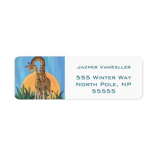 Giraffe Mama en Baby Etiket (Voorkant)