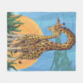 Giraffe Mama en Baby Fleece Deken (Voorkant (Horizontaal))