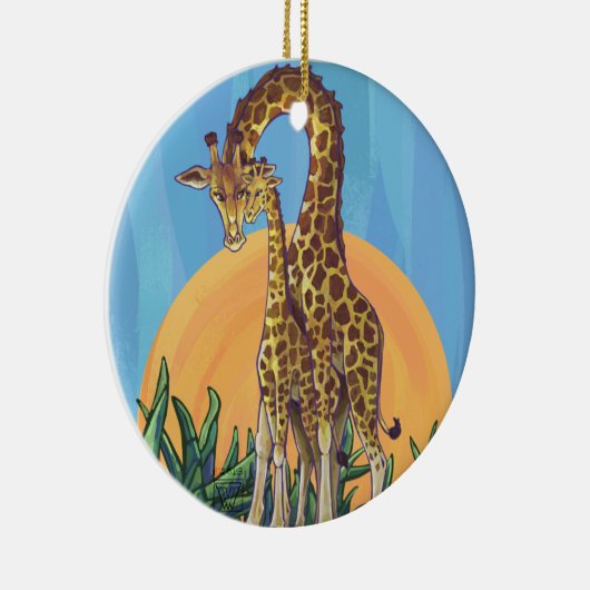 Giraffe Mama en Baby Keramisch Ornament (Rechts)