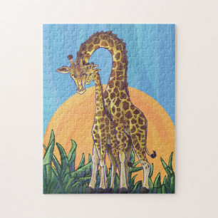 Giraffe Mama en Baby Legpuzzel