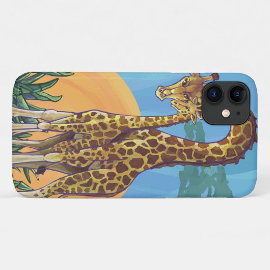 Giraffe mama en Baby-Mate iPhone Case (Achterkant (horizontaal))