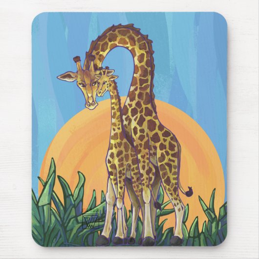 Giraffe Mama en Baby Muismat (Voorkant)