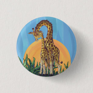 Giraffe Mama en Baby Ronde Button 3,2 Cm