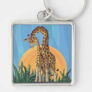 Giraffe Mama en Baby Sleutelhanger