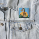 Giraffe Mama en Baby Vierkante Button 5,1 Cm (In situ)