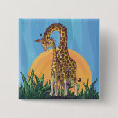 Giraffe Mama en Baby Vierkante Button 5,1 Cm (Voorkant)