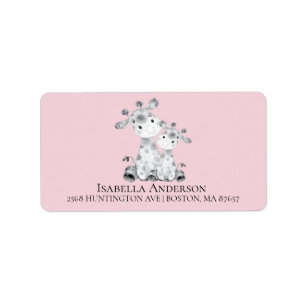 Giraffe Meisjes Baby shower Adreslabel Etiket