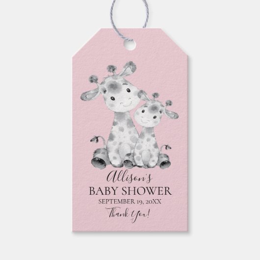Giraffe Meisjes Baby shower Favor Gift Label Cadeaulabel (Voorkant)
