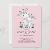 Giraffe Meisjes baby shower Uitnodiging (Voorkant)