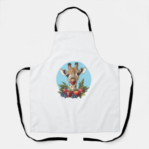 Giraffe met aardbeien bosbessen appels schort