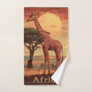 Giraffe met Afrikaanse Zonsondergang - Oude Reispo Handdoek