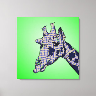 Giraffe met arglistig patroon canvas afdruk