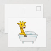 Giraffe met badkuip met schuim briefkaart (Voorkant / Achterkant)