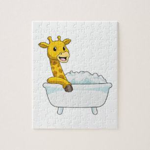 Giraffe met badkuip met schuim legpuzzel
