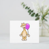 Giraffe met ballon briefkaart (Staand voorkant)