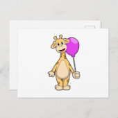 Giraffe met ballon briefkaart (Voorkant / Achterkant)