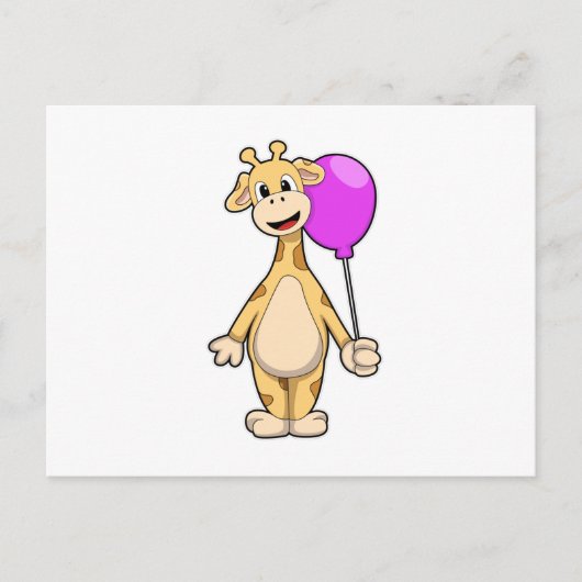 Giraffe met ballon briefkaart (Voorkant)
