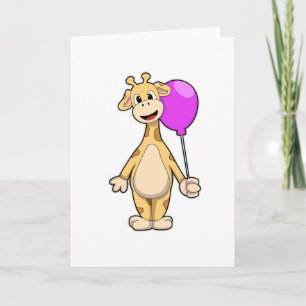 Giraffe met ballon kaart