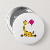 Giraffe met ballon ronde button 7,6 cm (Voorkant /achterkant)