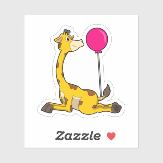Giraffe met ballon sticker (Vel)
