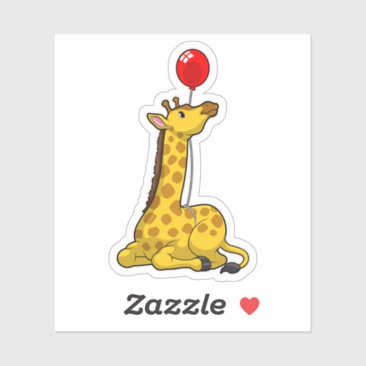 Giraffe met ballon sticker (Vel)