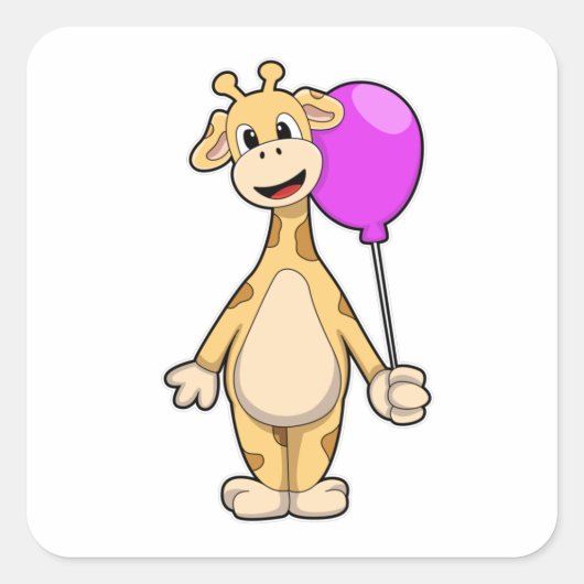 Giraffe met ballon vierkante sticker (Voorkant)